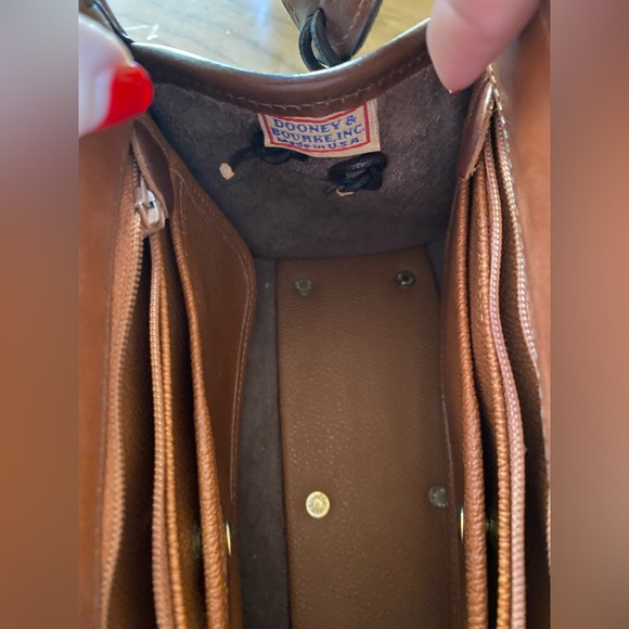 Vintage Dooney & Bourke All Weather Leather Brown Black Handbag Bag Satchel D&B - Picture 8 of 15